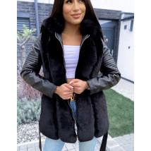 Čierna koženková vesta s kožušinou-254032-06