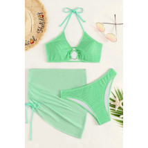 Zelené štrukturované dvojdielne plavky s plážovou sukňou-270305-01