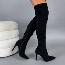 Čierne semišové vysoké čižmy-323399-010