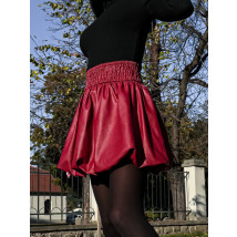 Bordová koženková PUFFY sukňa-312170-03