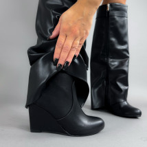 Čierne vysoké čižmy na platforme-323461-01