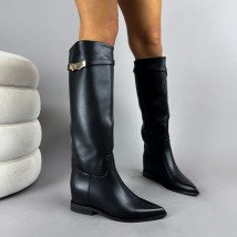 Čierne vysoké čižmy na platforme-323211-017