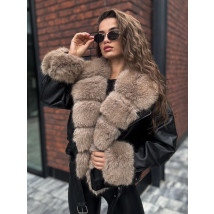 Čierna koženková bunda s kožušinou-322719-01
