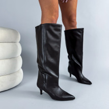 Čokoládovo-čierne vysoké čižmy-324508-02