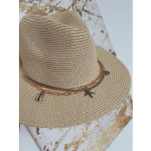 Béžový letný klobúk s ozdobou-269482-03