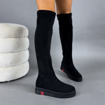 Čierne semišové vysoké čižmy-323385-04