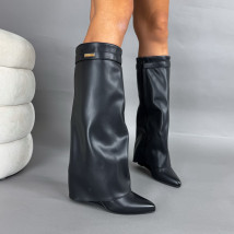 Čierne vysoké čižmy na platforme-323650-07