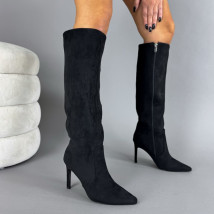 Čierne semišové vysoké čižmy-323607-08