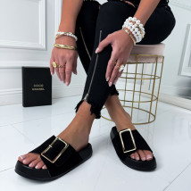 Čierne šľapky so zlatou prackou-325614-02