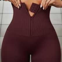 Bordové vrúbkované legíny so zapínaním-325506-09