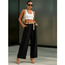 Čierne široké nohavice s opaskom-326097-09