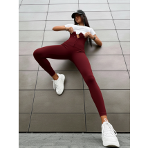 Bordové vrúbkované legíny so zapínaním-325506-09