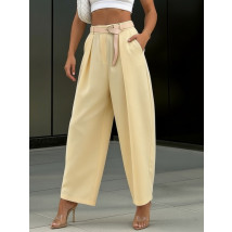 Žlté široké nohavice s opaskom-326099-03