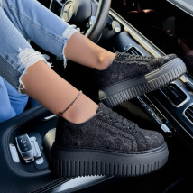 Čierne čipkované tenisky-324608-01