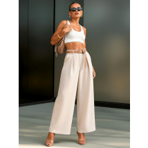 Béžové široké nohavice s opaskom-326098-014