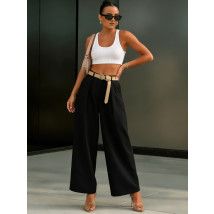 Čierne široké nohavice s opaskom-326097-09