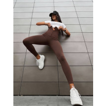 Čokoládovohnedé push up legíny so zapínaním-325507-012