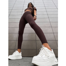 Čokoládovohnedé vrúbkované legíny-325504-05