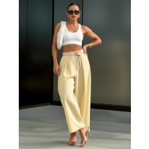 Žlté široké nohavice s opaskom-326099-03
