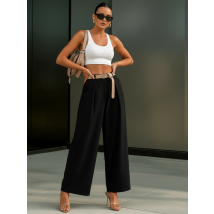 Čierne široké nohavice s opaskom-326097-09