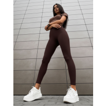 Čokoládovohnedé vrúbkované legíny-325504-05