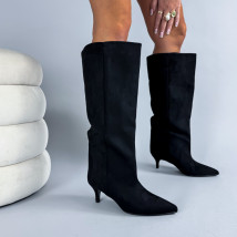 Čierne semišové vysoké čižmy-324515-08