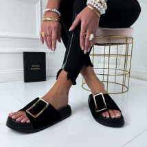 Čierne šľapky so zlatou prackou-325614-02