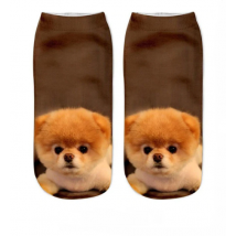 Dámske hnedé ponožky so psíkom-168461-01