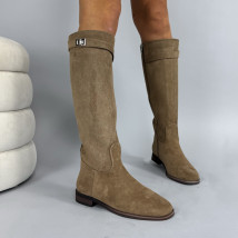 Hnedé semišové vysoké čižmy-323881-02