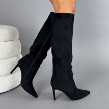 Čierne semišové vysoké čižmy-323607-08