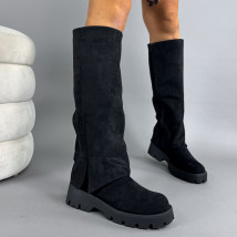 Čierne semišové vysoké čižmy-323440-07