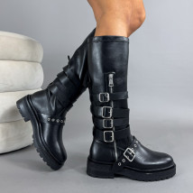 Čierne vysoké čižmy s prackami-323467-02