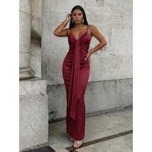 Bordové saténové spoločenské šaty-327110-07