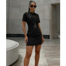 Čierne mini šaty s opaskom-326311-03