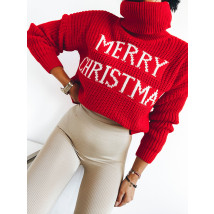Červený pletený sveter MERRY CHRISTMAS-278278-01