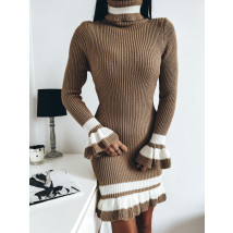 Svetlohnedé pletené rolákové šaty-278766-01