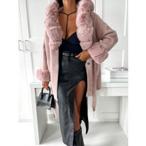 Ružový kabát s kužušinou-291284-01