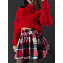 Červená károvaná PUFFY sukňa-313318-03