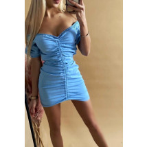 Modré rifľové riasené šaty-239046-02