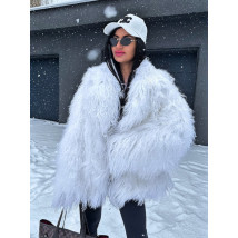Kožuch z mongolskej ovečky WHITE-324629-09