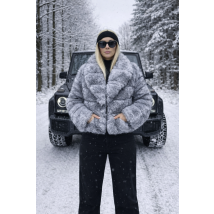 Sivo-čierny kožušinový kabát-324970-02