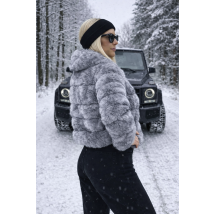 Sivo-čierny kožušinový kabát-324970-02