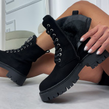 Čierne semišové nízke čižmy-313726-03