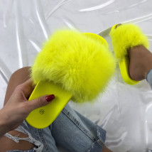 Dámske žlté šľapky s kožušinkou-198554-01