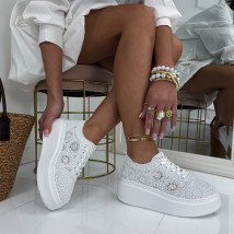 Biele čipkované tenisky-325369-014