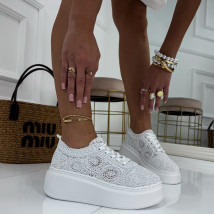Biele čipkované tenisky-325369-014