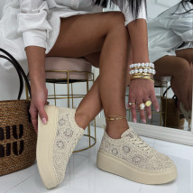 Béžové čipkované tenisky-325376-013
