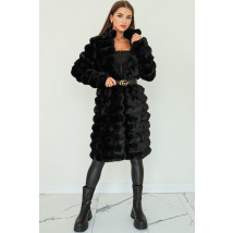 Čierny dlhý kožušinový kabát-275460-05