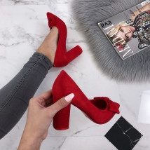 Červené semišové lodičky zdobené mašľou-174103-03