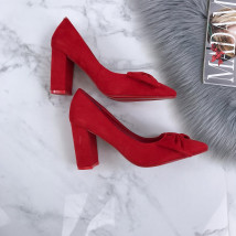 Červené semišové lodičky zdobené mašľou-174103-03